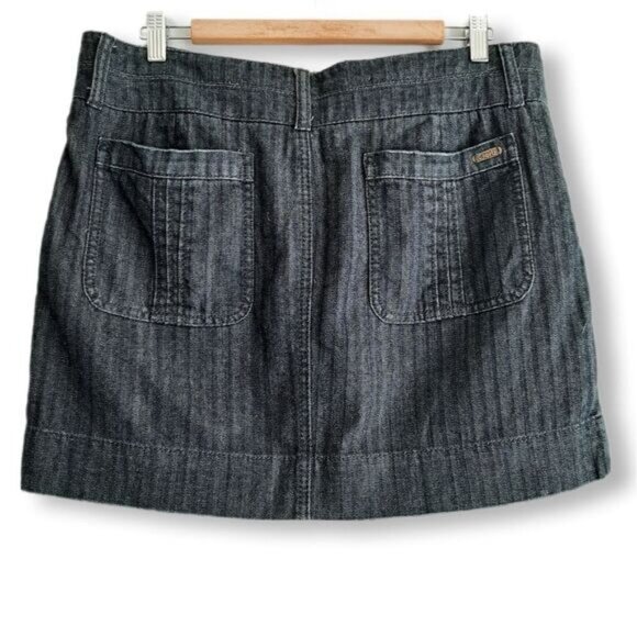 ORB / Herringbone Pattern Blue Jean Mini Skirt Retro Y2K Style Sz L - Picture 5 of 10